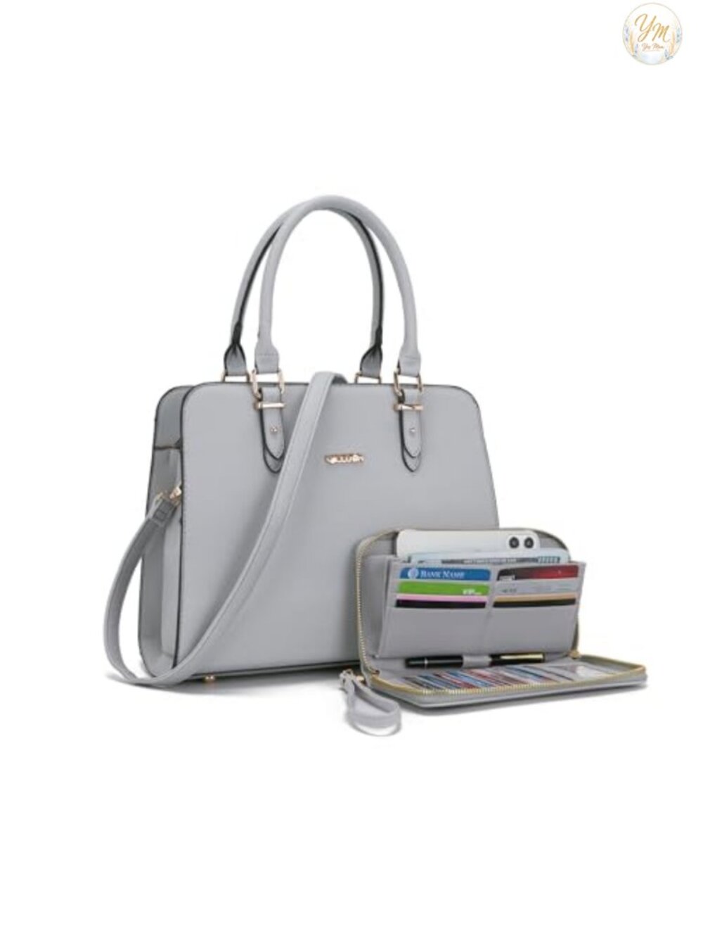 Satchel Purse Set with Wallet Faux Leather Tote Handbag Women Gift